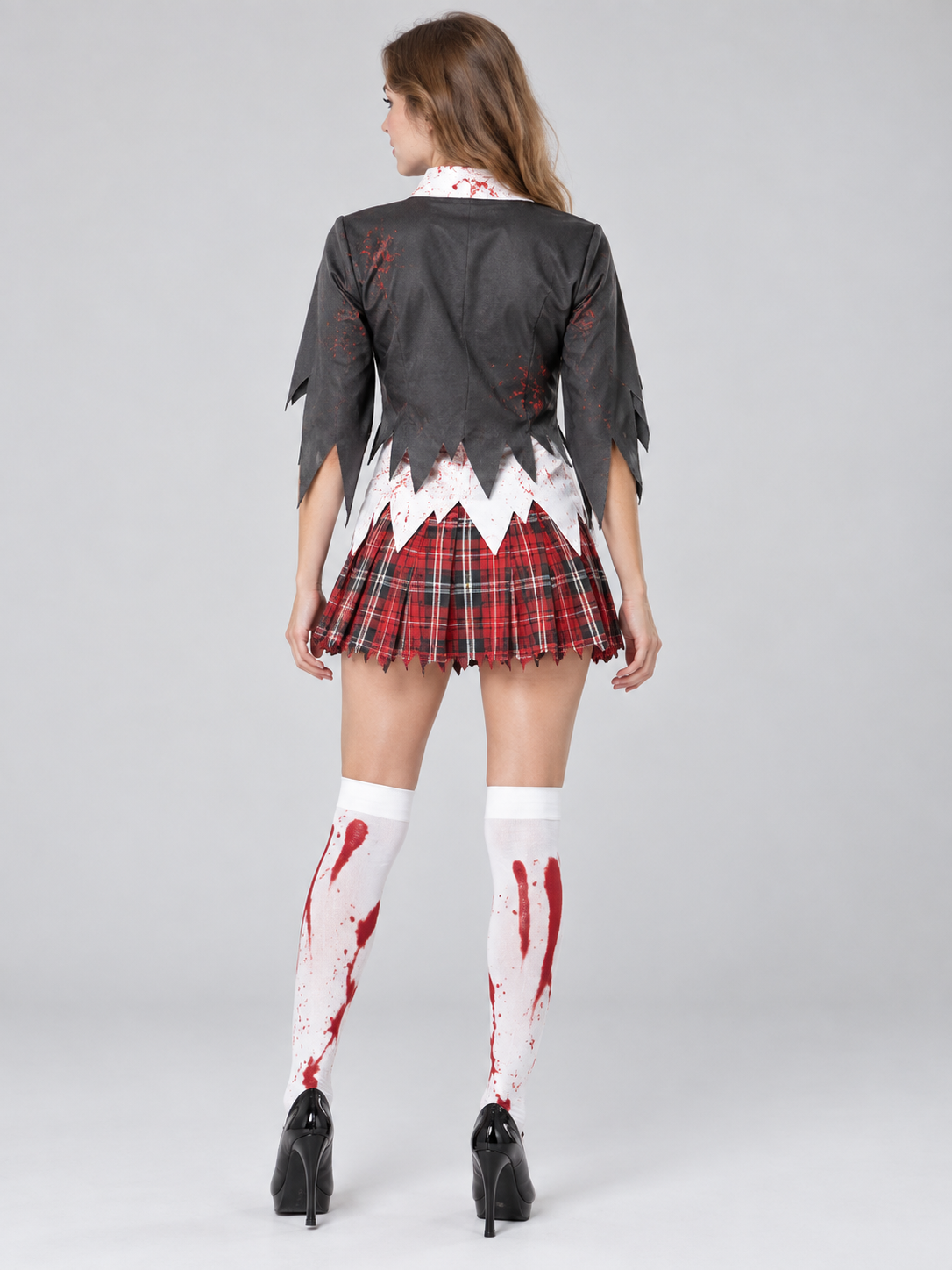 Vampire Costume with Plaid Skirt and Tie