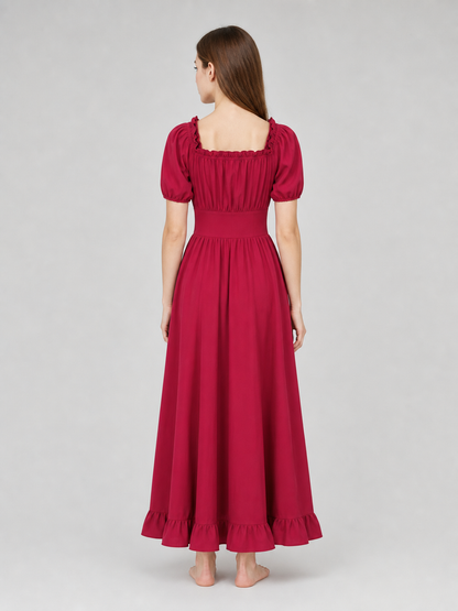 Vintage-Style Corset-Bodice Maxi Dress
