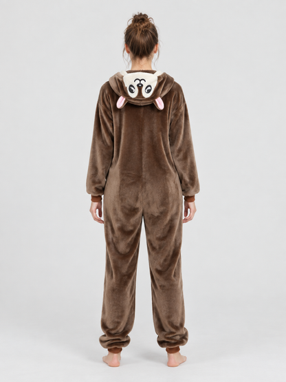 Brown Hooded Onesie Pajama with Ears