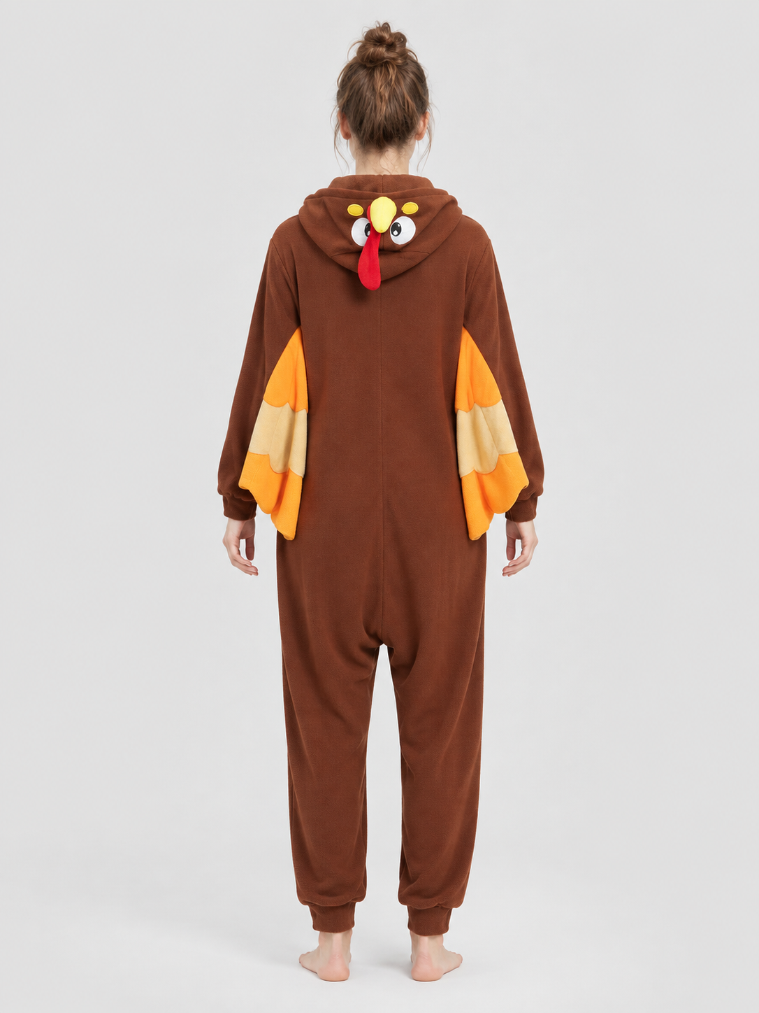 Brown Hooded Pajama Jumpsuit with Wings