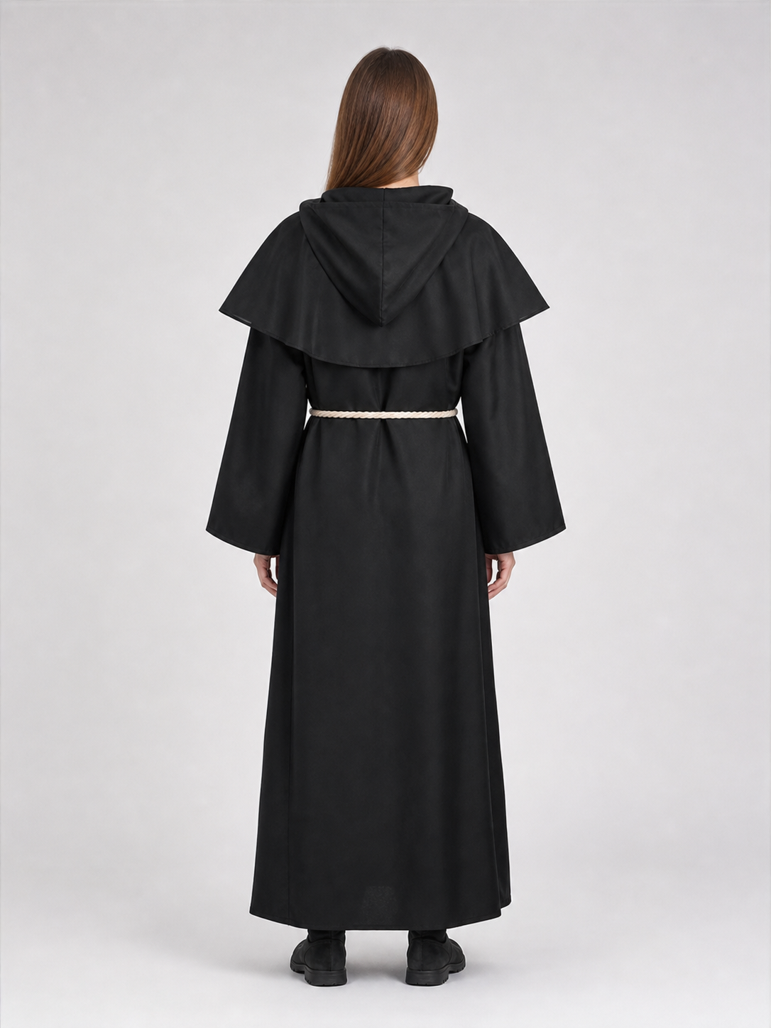 Black Hooded Monk Costume with Cross