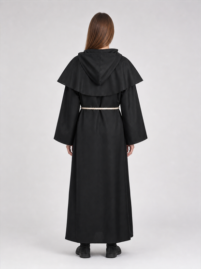 Black Hooded Monk Costume with Cross