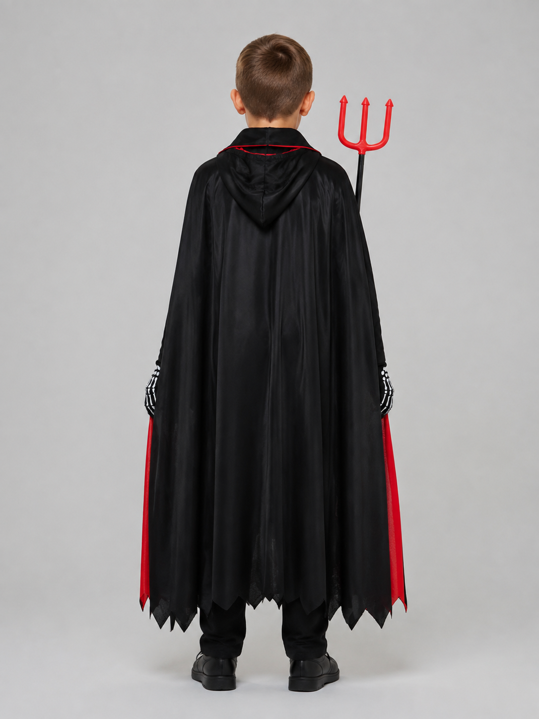 Skeleton Costume with Mask and Cape back view