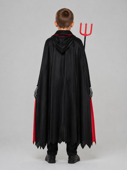 Skeleton Costume with Mask and Cape back view