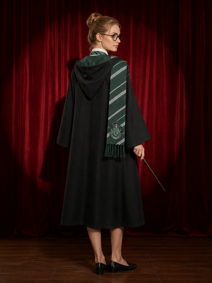 Slytherin-Style Hooded Robe for Halloween Cosplay back view