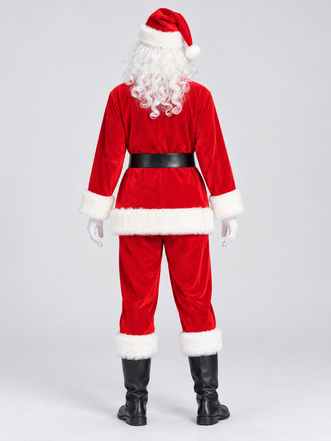 Red Santa Claus Costume with Fur Trim back view
