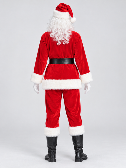 Red Santa Claus Costume with Fur Trim back view