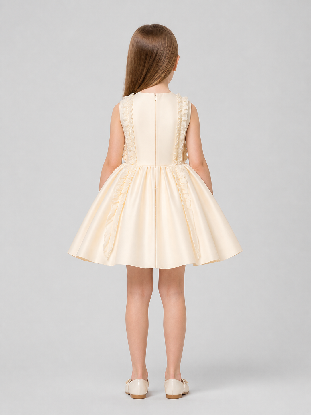 Satin Tutu Dress with Bow for Flower Girl back view