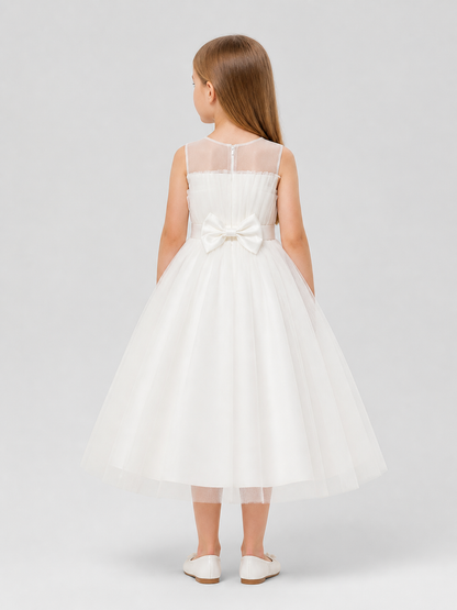 Girls' Princess Dress, Long and Full, with Bow back view