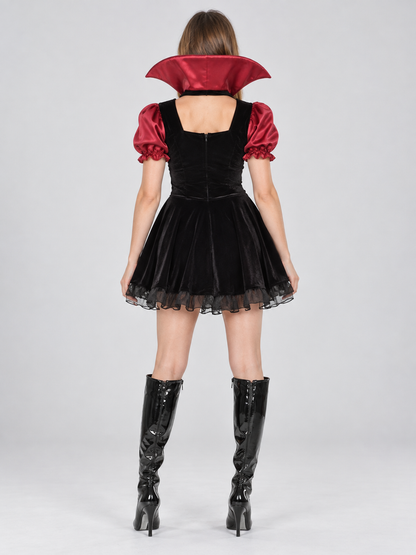 Vampire Costume: Dress, Fangs, Bag, Jewelry