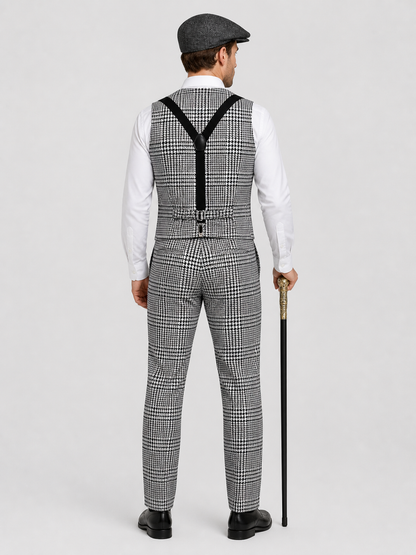 Plaid Vest Suit with Shirt and Accessories back view
