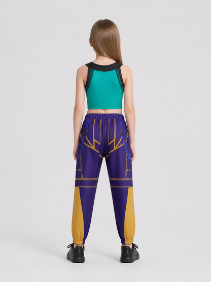 Cosplay Costume: Sleeveless Zip-Up Top and Pants back view