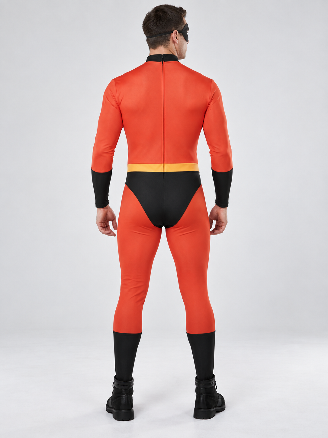 Adult Superhero Costume Red with Mask and Emblem