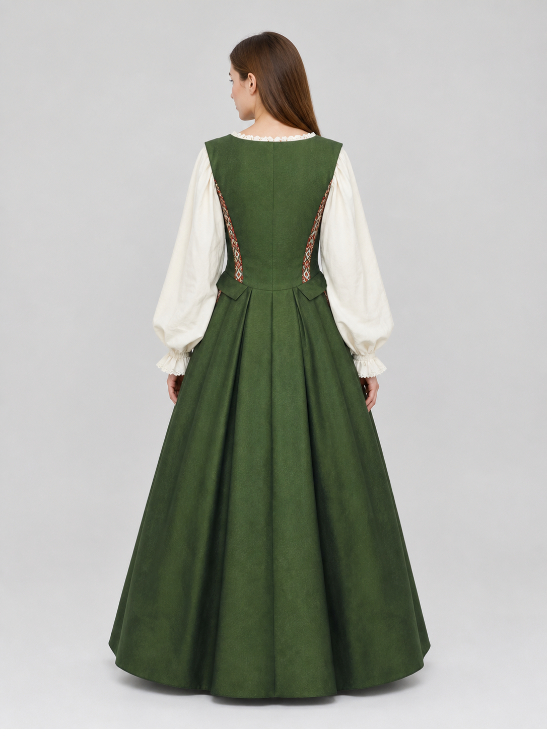 Renaissance-Style Dress with a Square Neckline