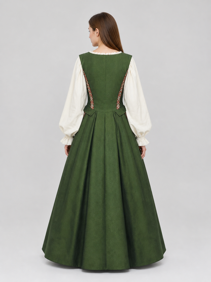 Renaissance-Style Dress with a Square Neckline