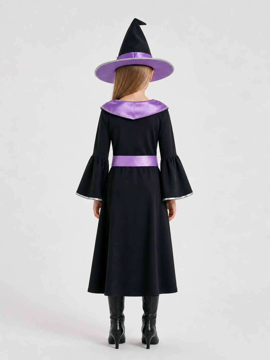 Witch Costume: Purple Dress and Hat back view