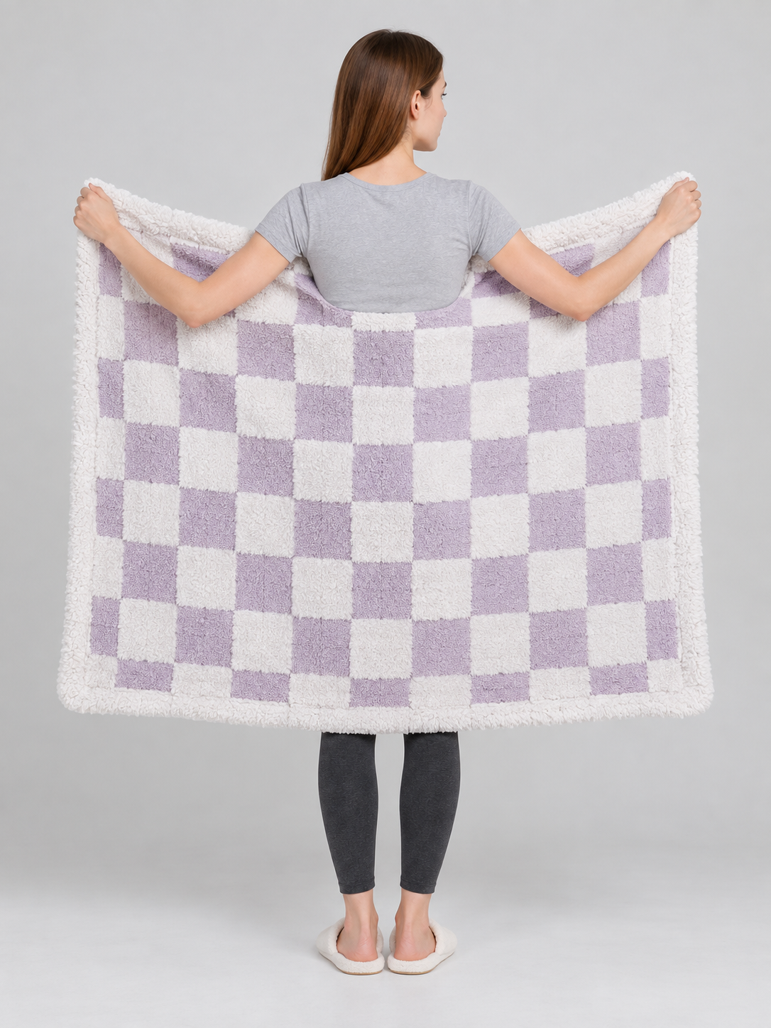 Double-Sided Checkered Pet Blanket back view