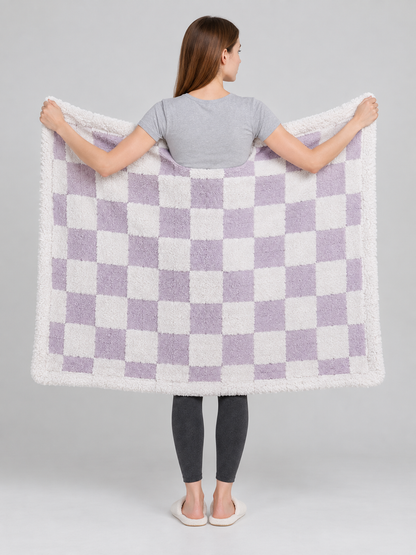 Double-Sided Checkered Pet Blanket back view
