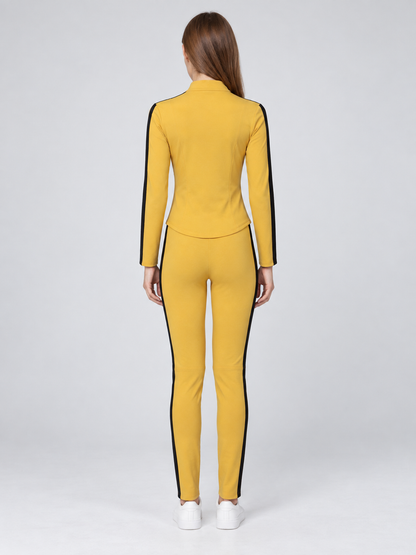 Yellow Fitted Cosplay Costume with Black Stripes back view