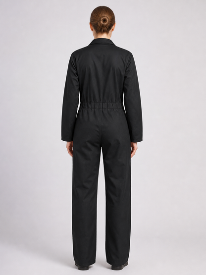 Miles Black Long-Sleeve Jumpsuit