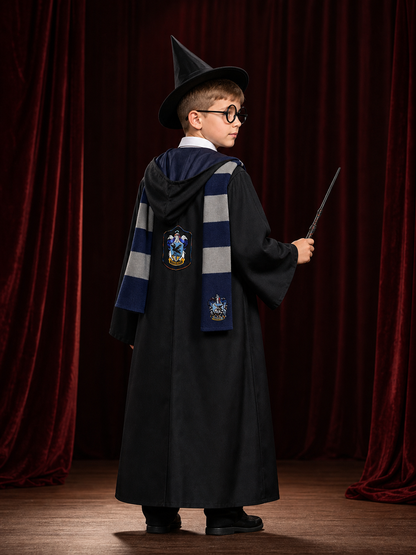 Ravenclaw Wizard Costume, Robe, 7-Piece Cosplay Set back view