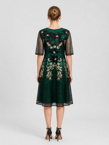 1920s-Style Sequin Dress with 3/4 Sleeves back view