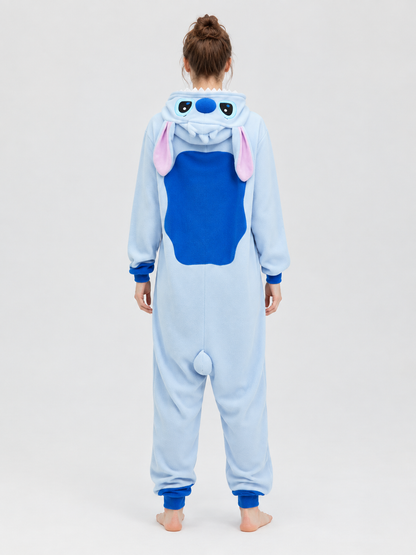 Fleece Hooded Pajama Jumpsuit with Ears