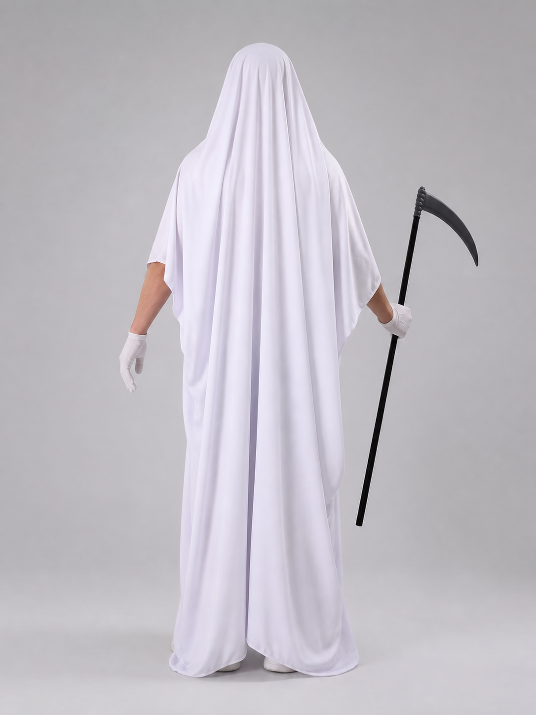 Ghost Costume with Long Cape and Scythe back view