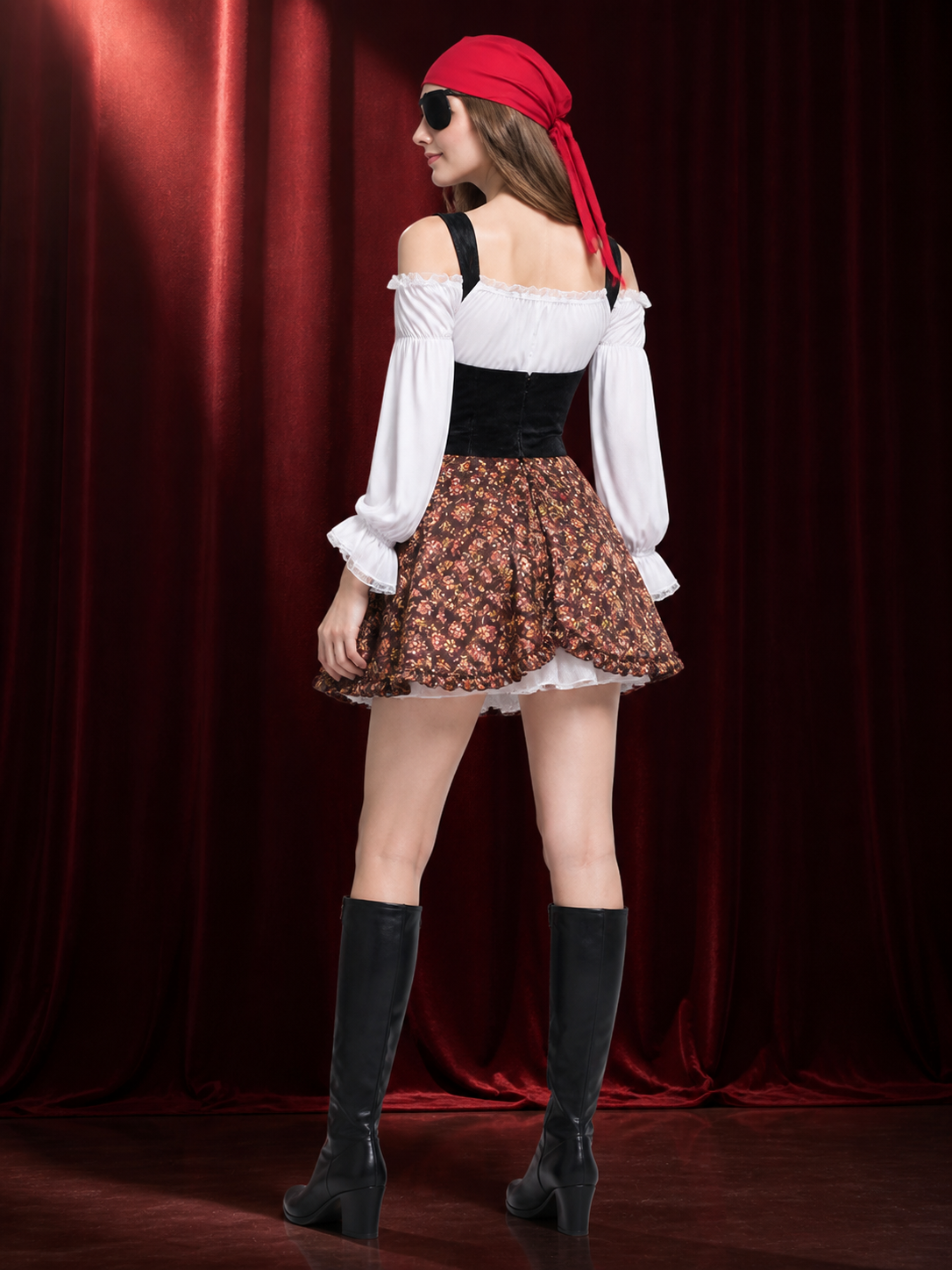 Women's Pirate Costume with Eyepatch W-0208 back view