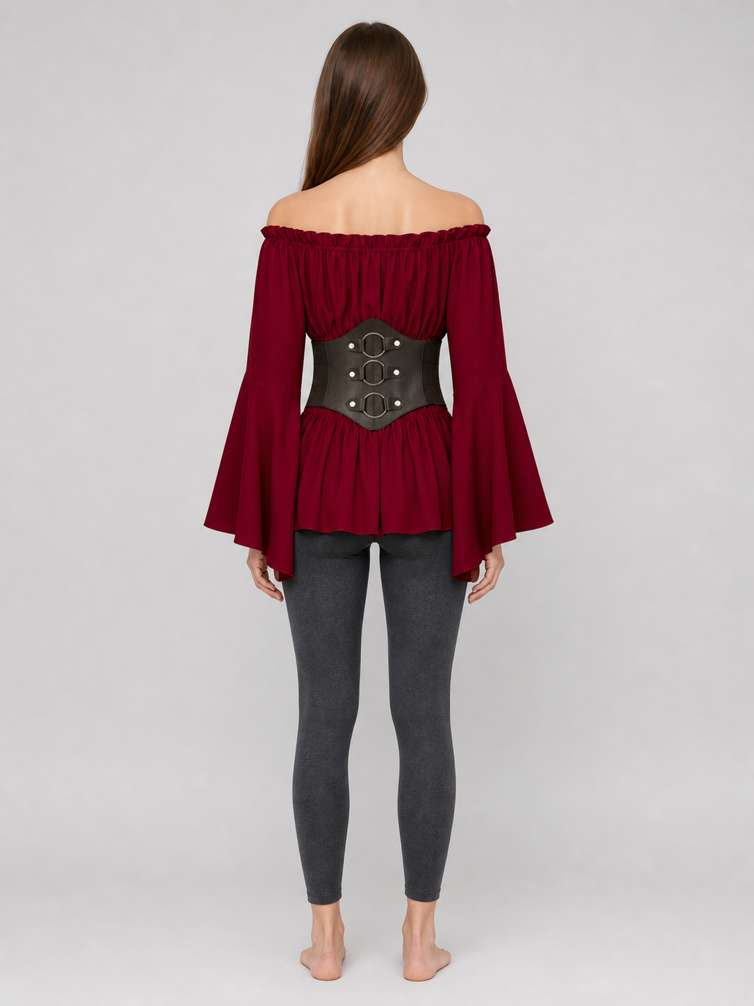Costume Dress with Belt and Flared Sleeves