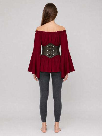 Costume Dress with Belt and Flared Sleeves