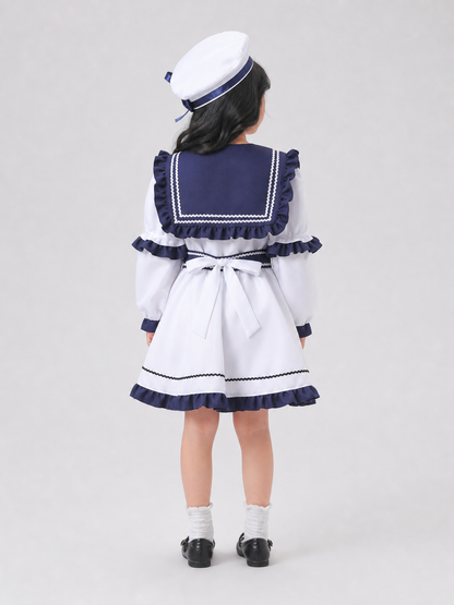 Nautical-style stage costume with bows