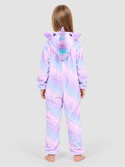 Kids' Hooded Unicorn Pajama Jumpsuit with Mane