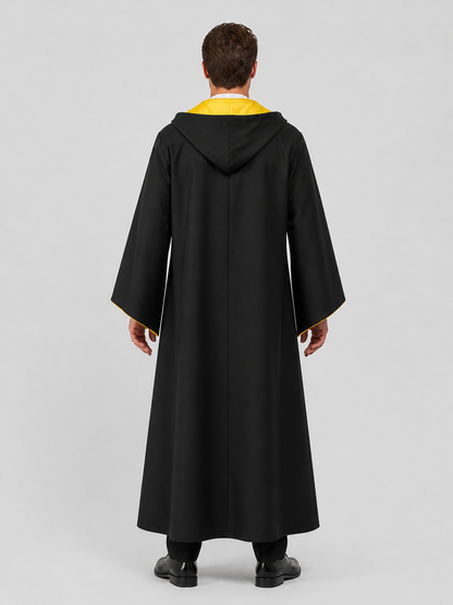 Black Gryffindor Robe with Hood for Cosplay back view