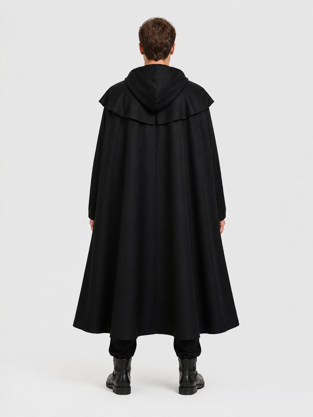 Black Hooded Death Cloak for Halloween, Cosplay back view