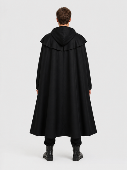 Black Hooded Death Cloak for Halloween, Cosplay back view