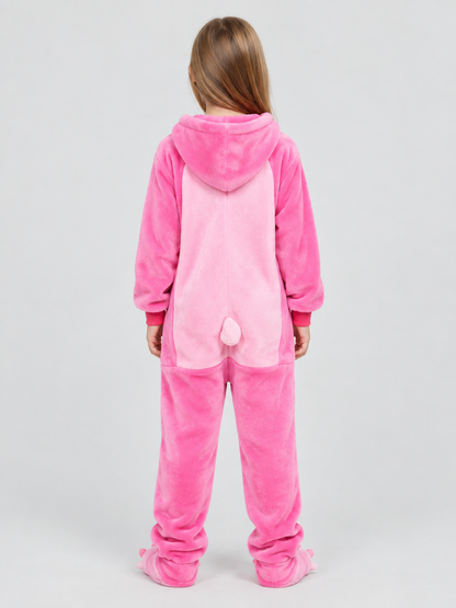 Kids' Hooded Pink Pajama Jumpsuit