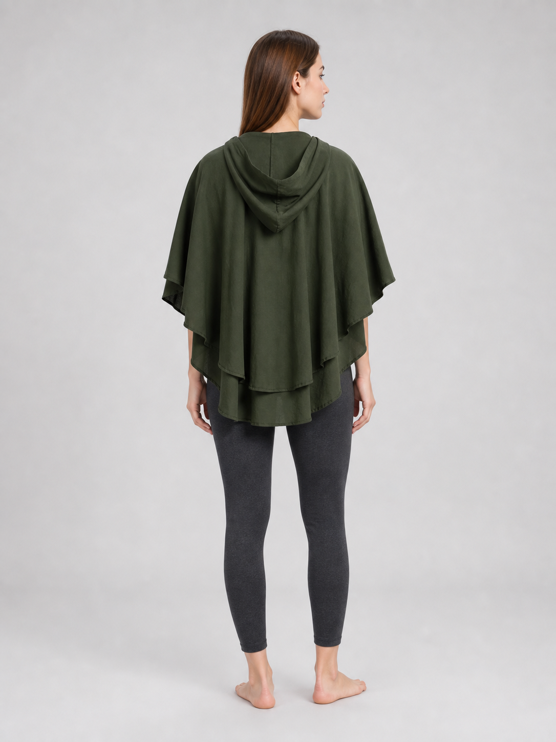 Hooded cloak-cape, green, fantasy style