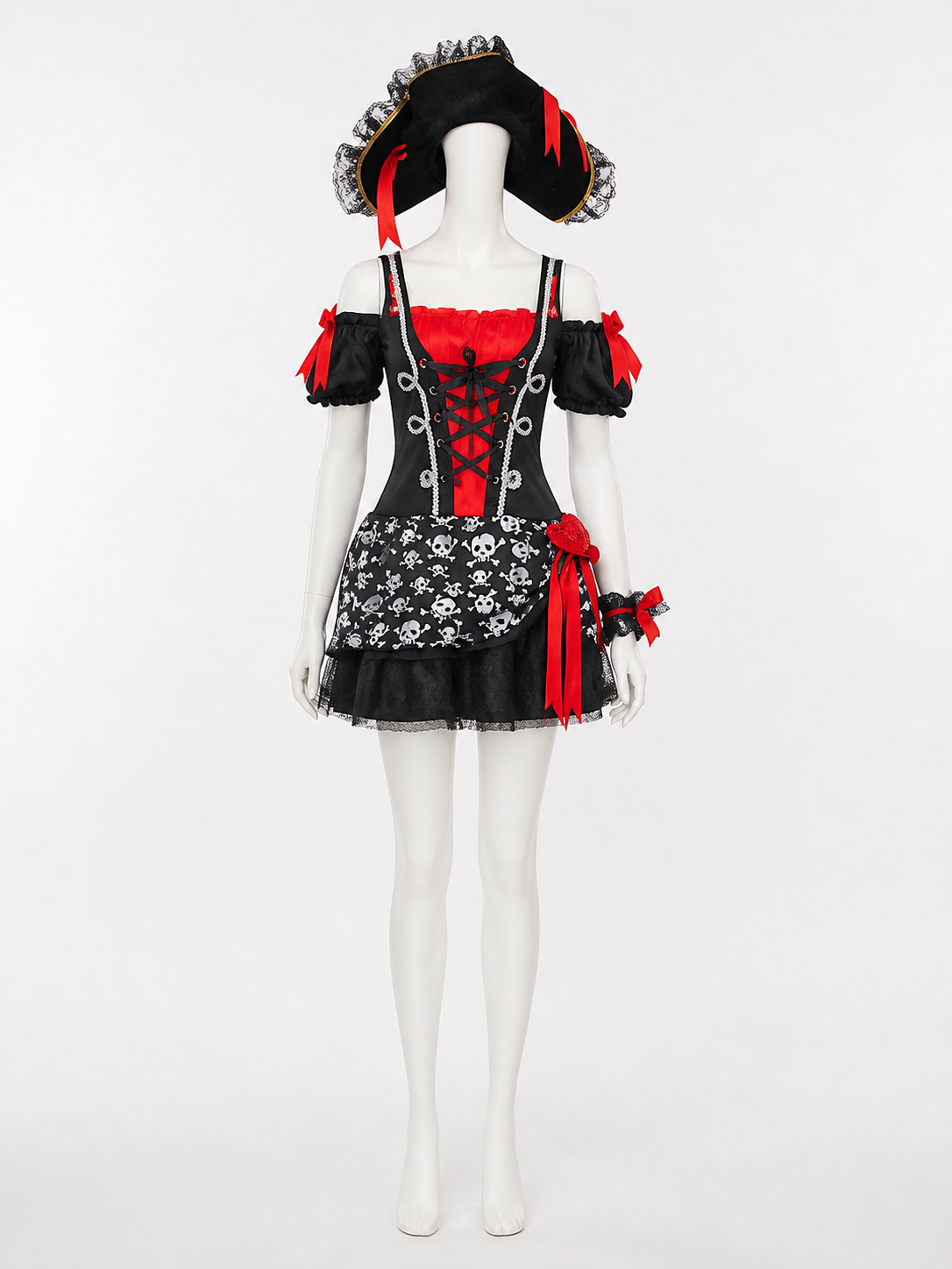 Halloween Pirate Costume with Short Skirt back view