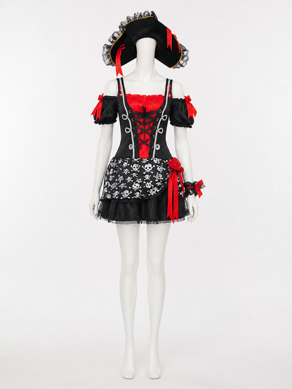 Halloween Pirate Costume with Short Skirt back view