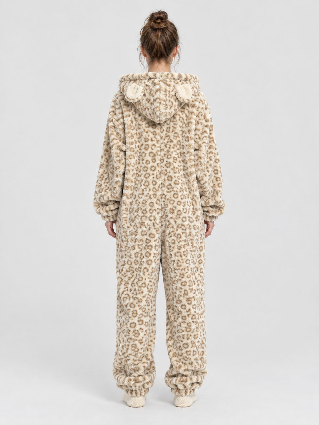 Leopard Print Jumpsuit Pajama with Ears