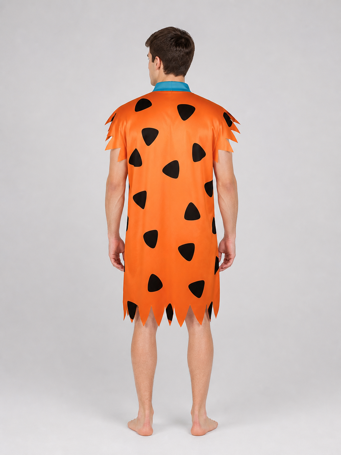 Orange Dress with Black Spots and Blue Accessory back view 4