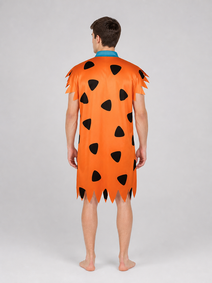 Orange Dress with Black Spots and Blue Accessory back view 4