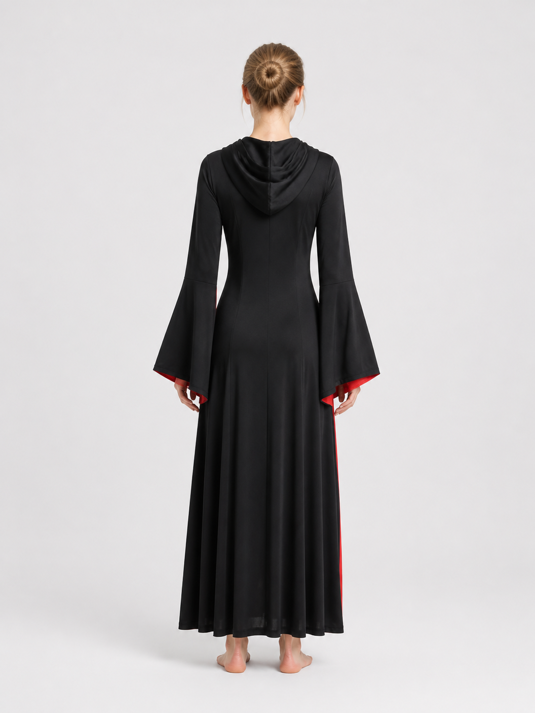 Carnival Costume: Long Black and Red Dress back view
