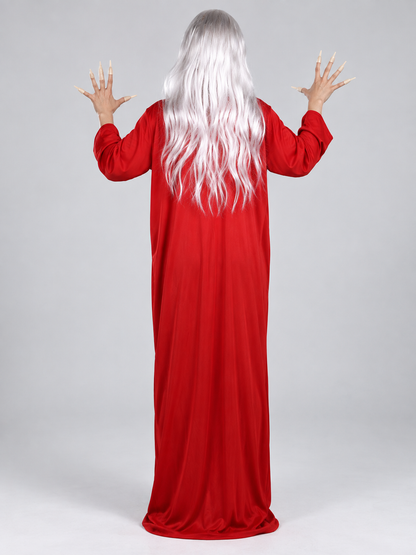 Ghost Costume: Long Red Dress and White Wig