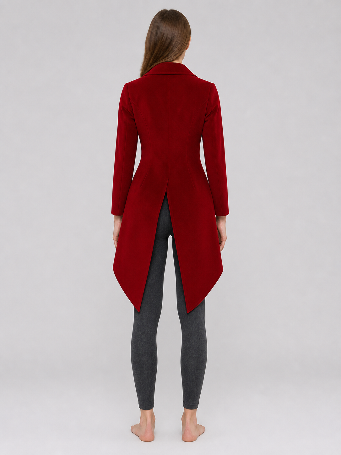Vintage-Style Burgundy Long Tailcoat