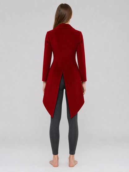 Vintage-Style Burgundy Long Tailcoat