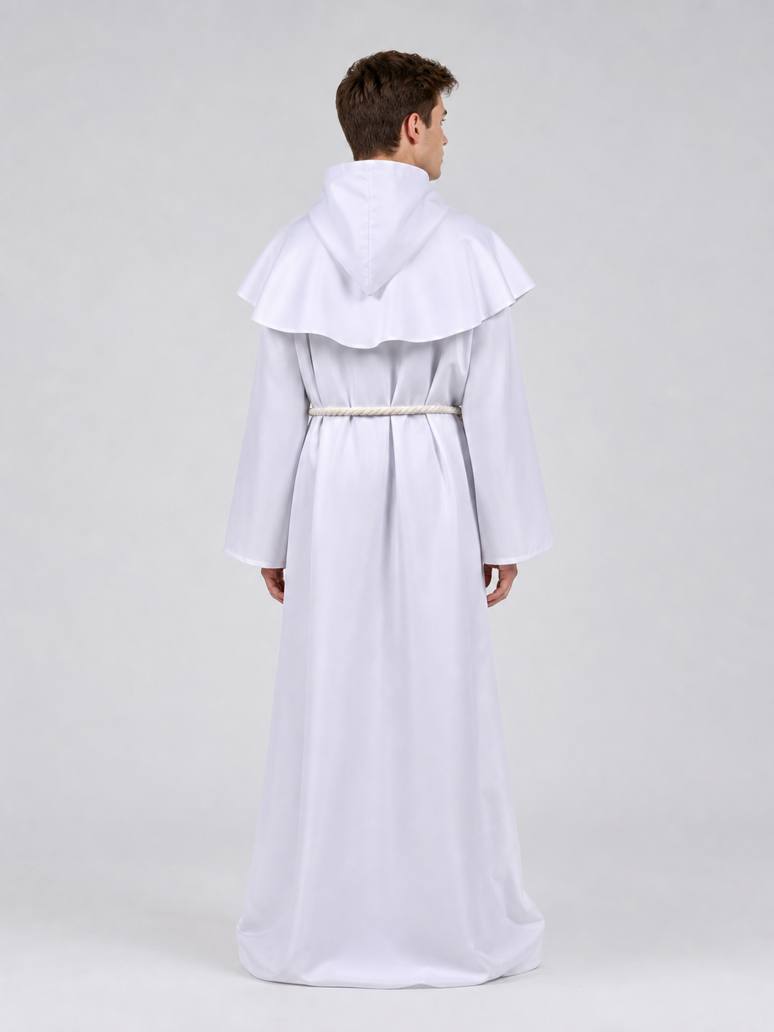 White Hooded Monk Cosplay Costume