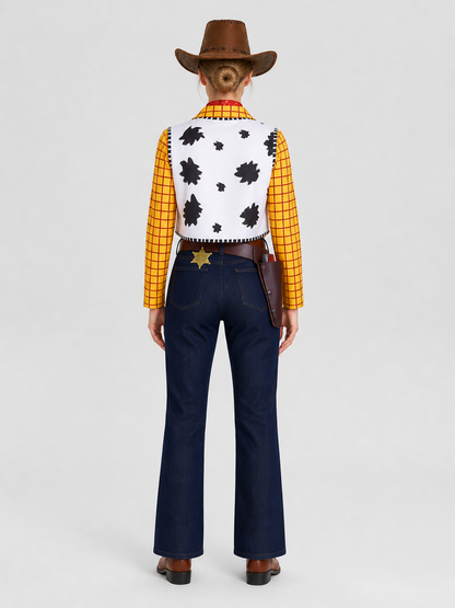 Woody Cowboy Costume for Cosplay with Accessories back view