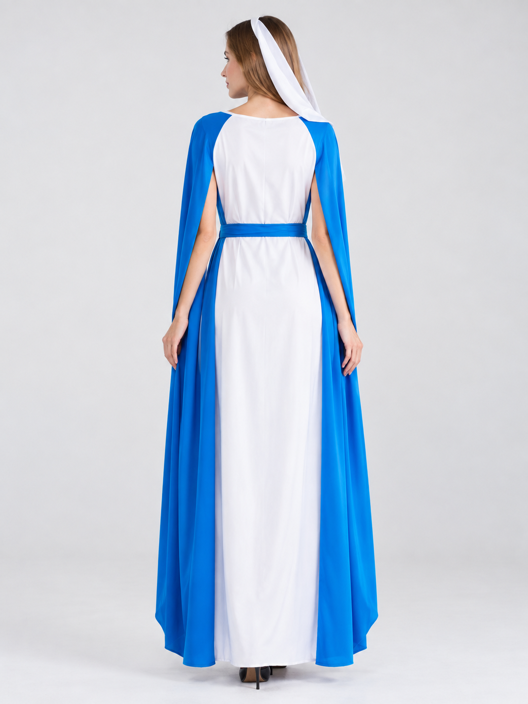 White and Blue Vampire Costume with Dress and Cape